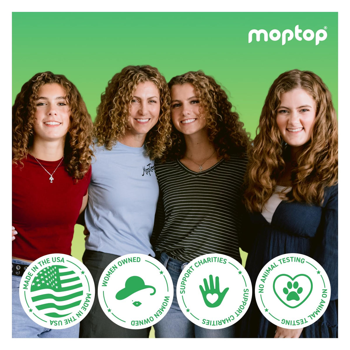 MopTop shampoo paired with conditioner illustrating complete moisturizing routine