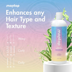 MopTop conditioner texture on hand showing lightweight consistency and slip
