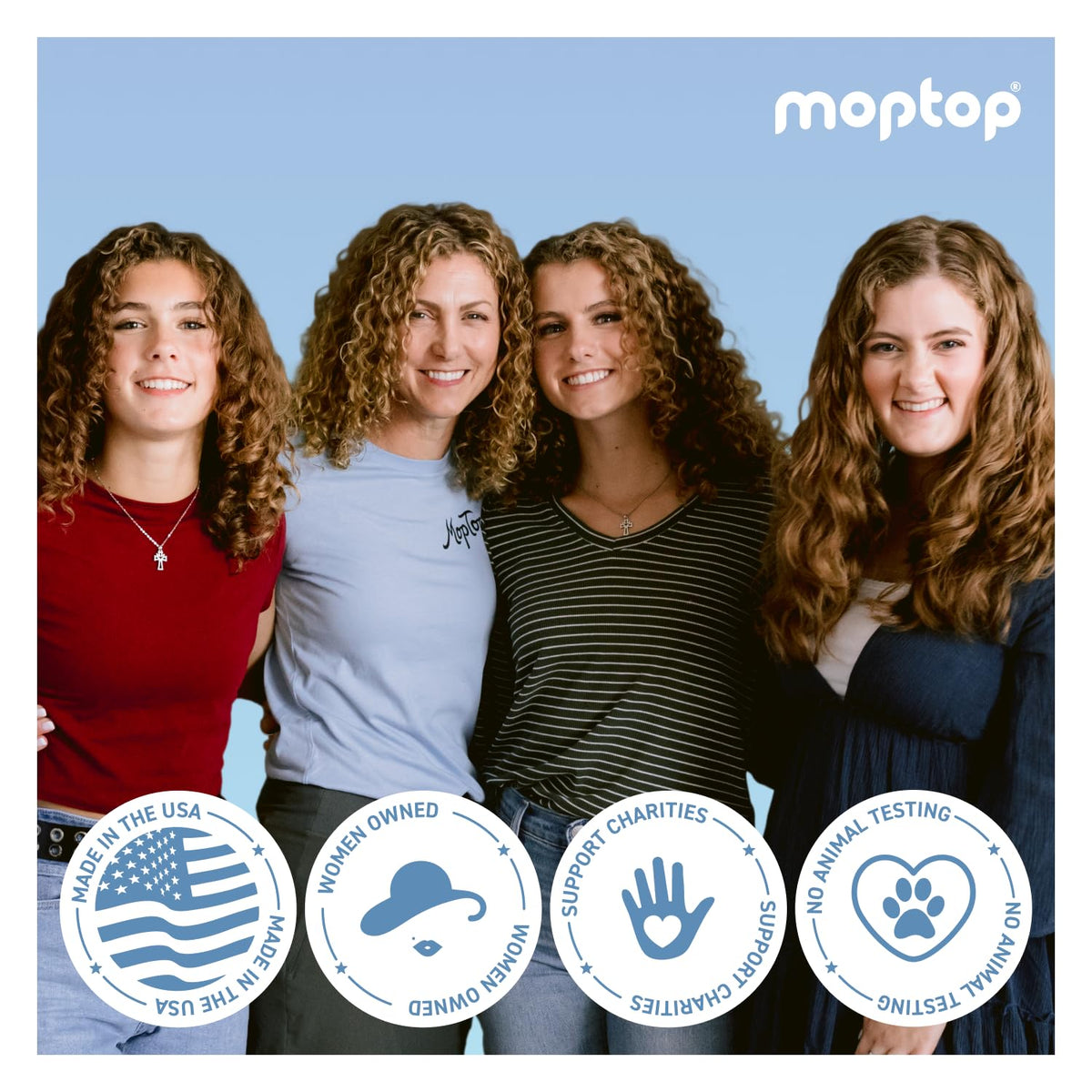 MopTop travel-ready pouch with bottles for convenient portability