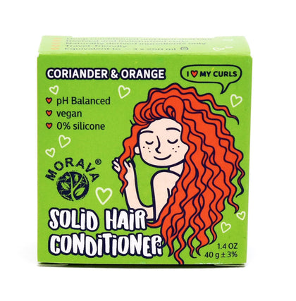 Morava conditioner bar front packaging showing eco-friendly paper box and heart shape benefit