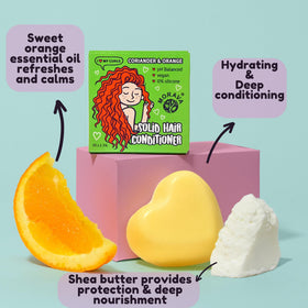 Morava conditioner bar heart-shaped on hand highlighting compact travel-friendly benefit