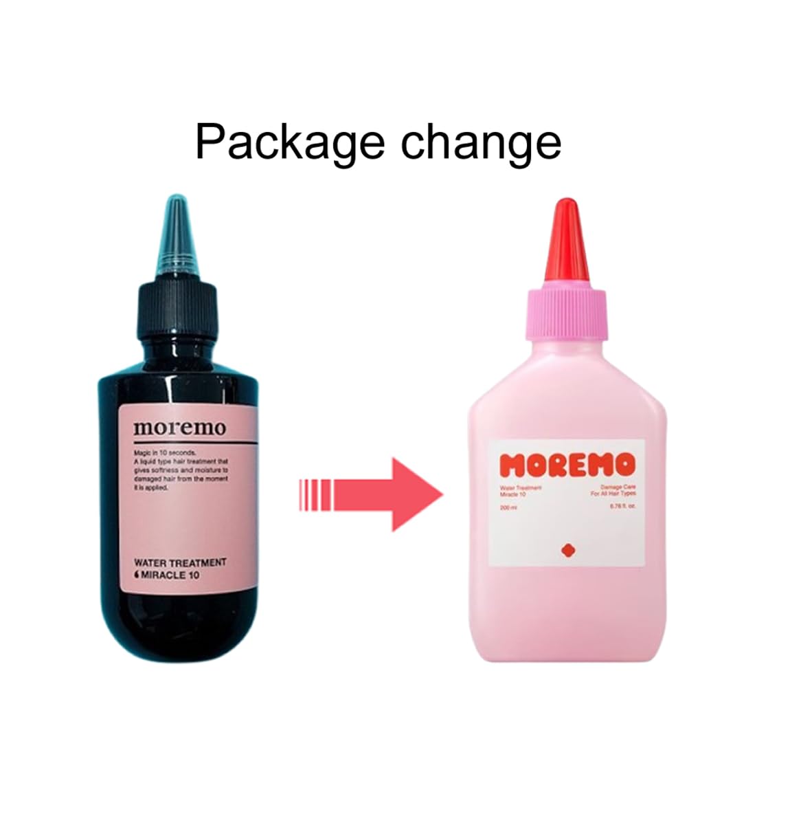 MOREMO before and after hair strand comparison showing smoother, shinier hair benefit