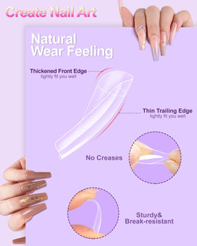 MORGLES close-up of clear ABS tip texture for easy filing and polish adhesion