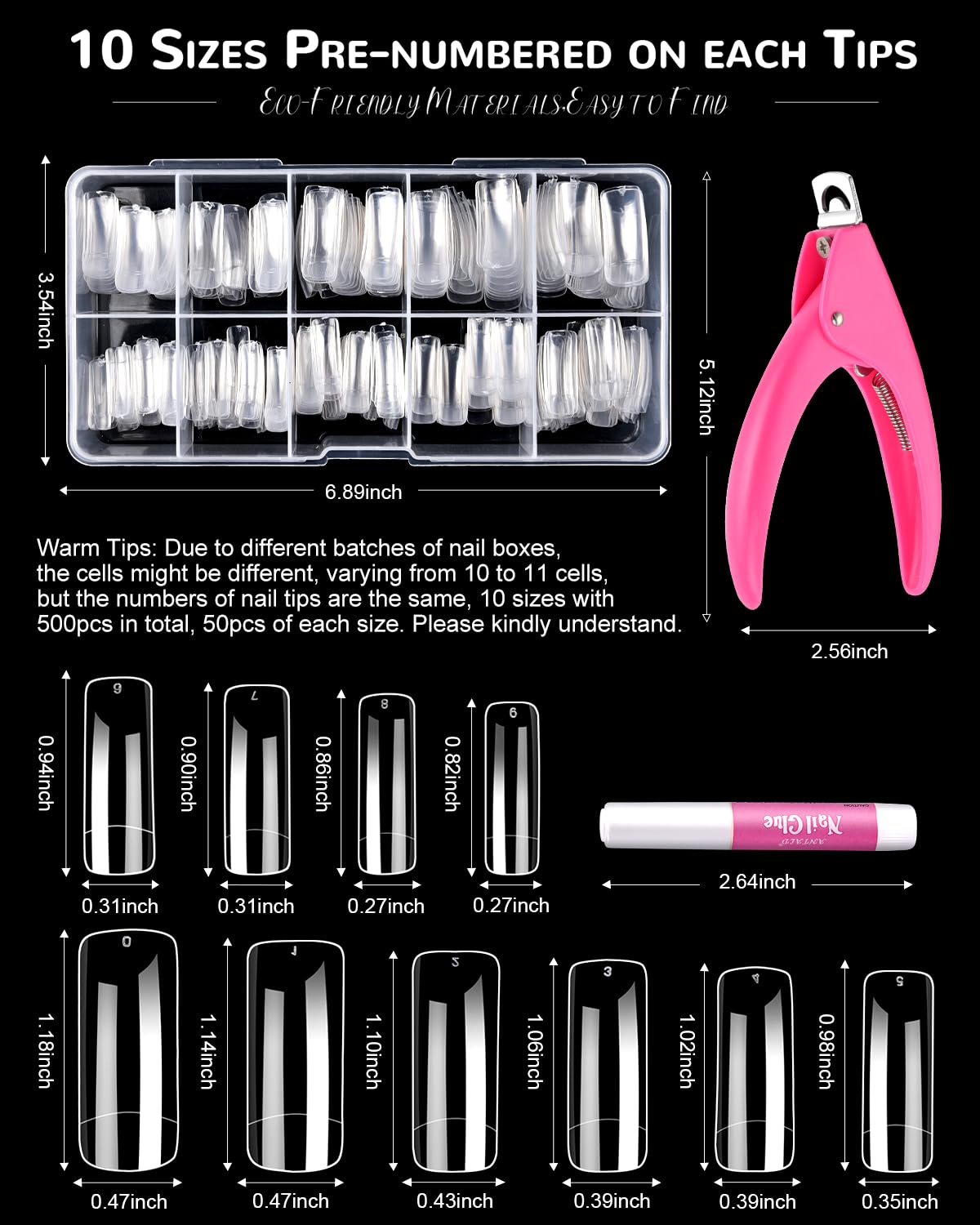 MORGLES numbered size organizer with 10 sizes for quick accurate nail fitting