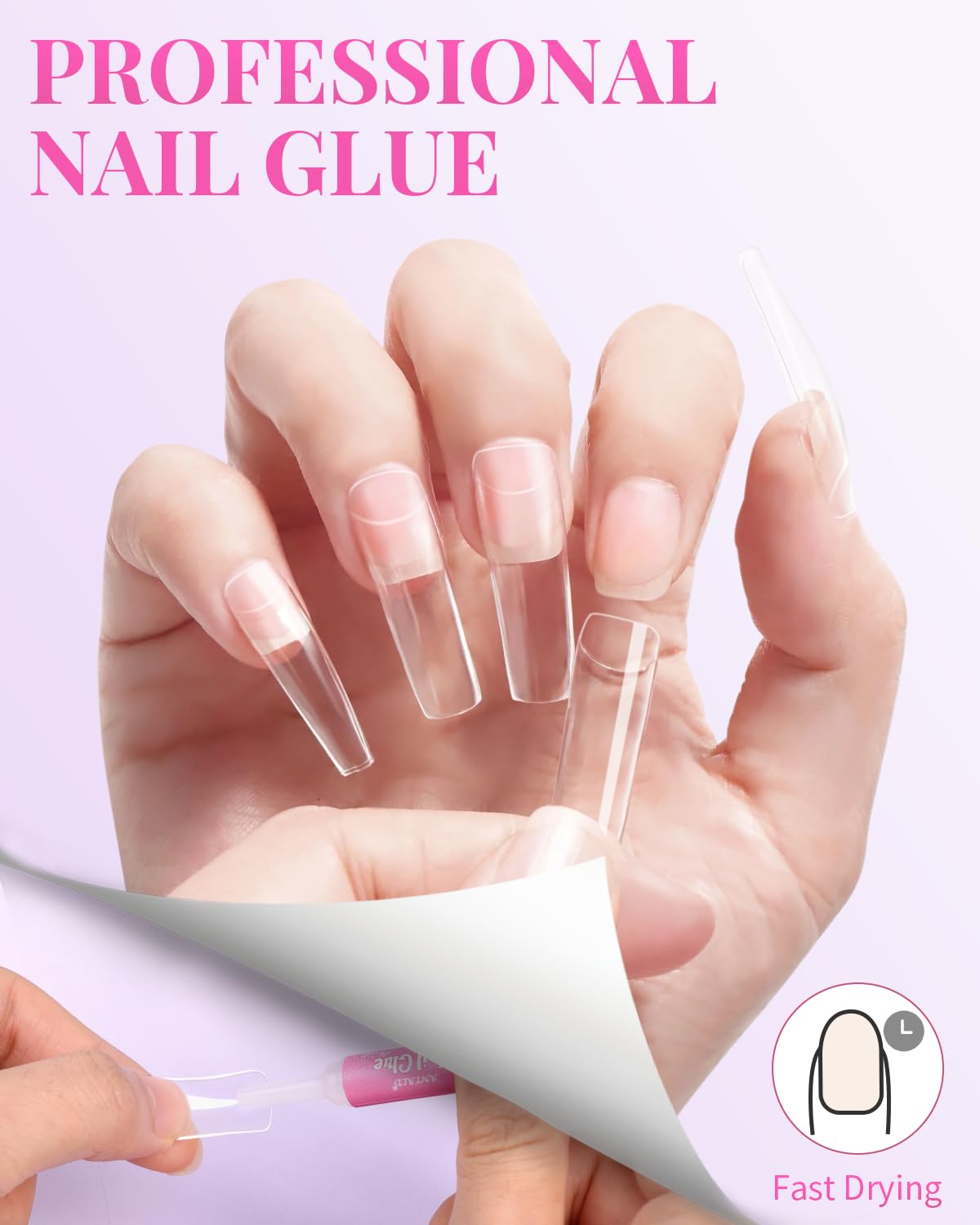 MORGLES kit tools including clipper files buffer and glue for precise nail prep