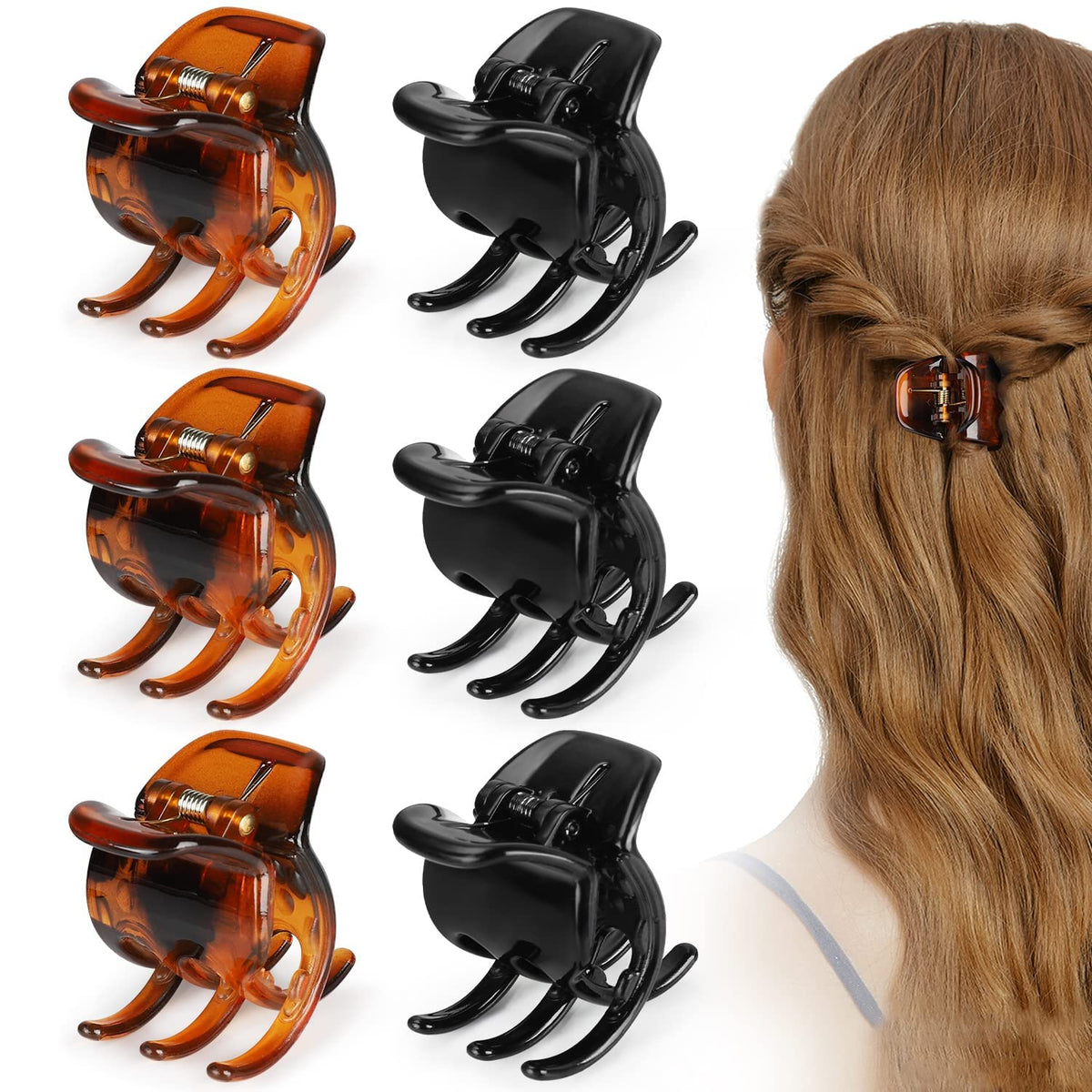 Morhom front view showing six 1.3-inch jaw clips and attractive neutral colors, durable everyday accessory
