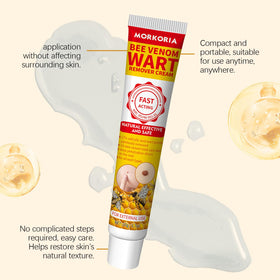 MORKORIA label ingredients list highlighting salicylic acid and bee venom benefit