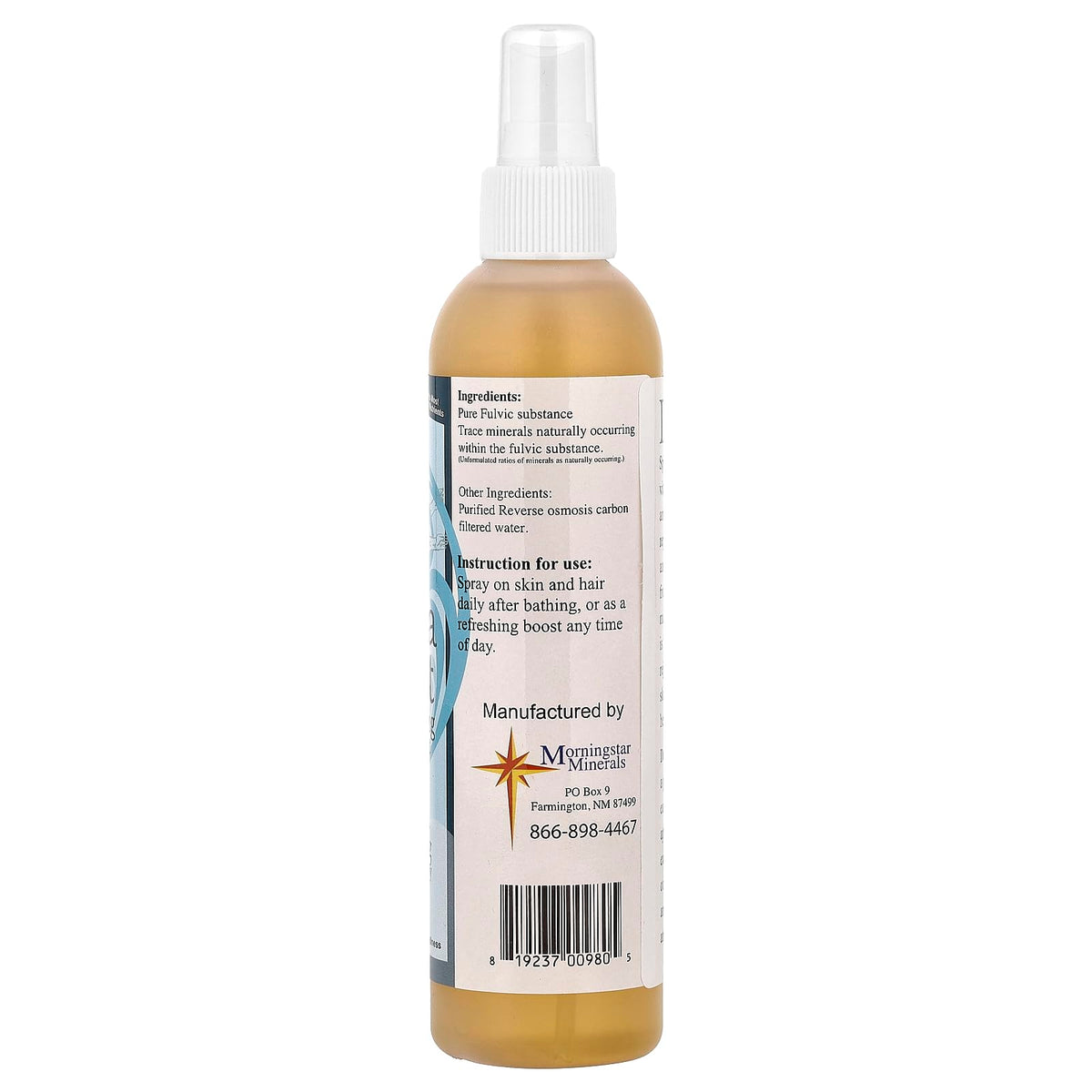 Morningstar Minerals Derma Boost spray mist close-up capturing fine mist texture and quick absorption