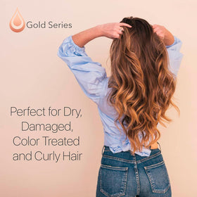 Moroccan Gold Series argan oil bottle ingredient highlight for nourishing hair