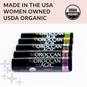 Moroccan Magic lifestyle bag shot showing balm in purse for on-the-go hydration