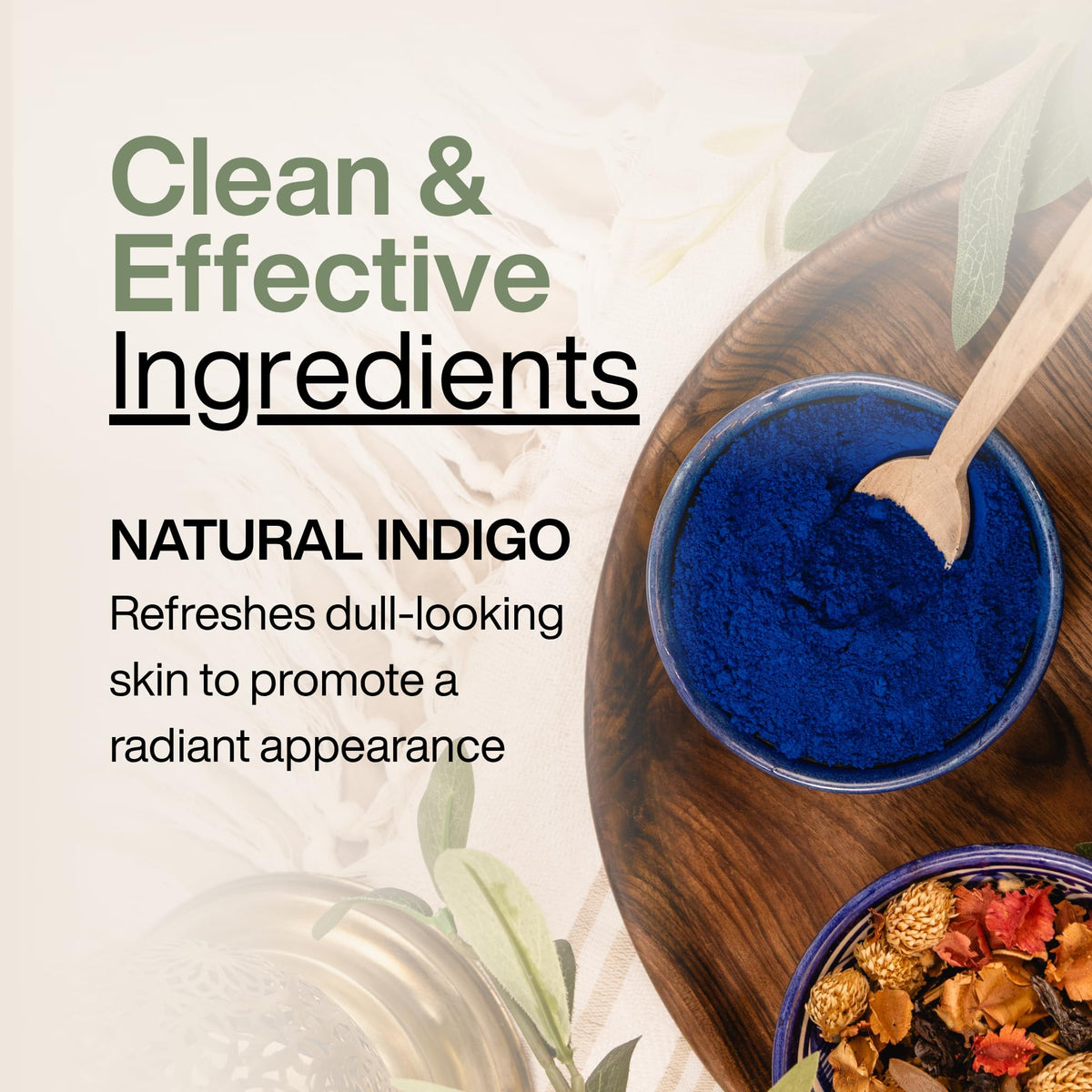MOROCCAN MCHICHA applied on face demonstrating soothing cleansing benefit