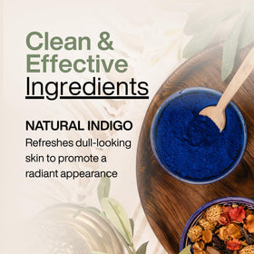 MOROCCAN MCHICHA applied on face demonstrating soothing cleansing benefit