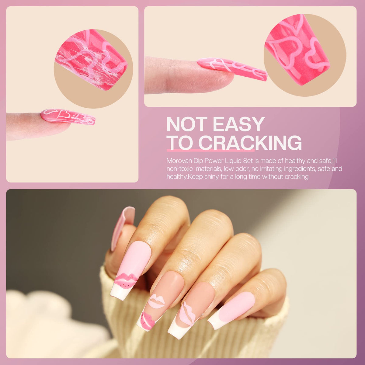 Morovan application in hand demonstrating smooth base and dipping workflow