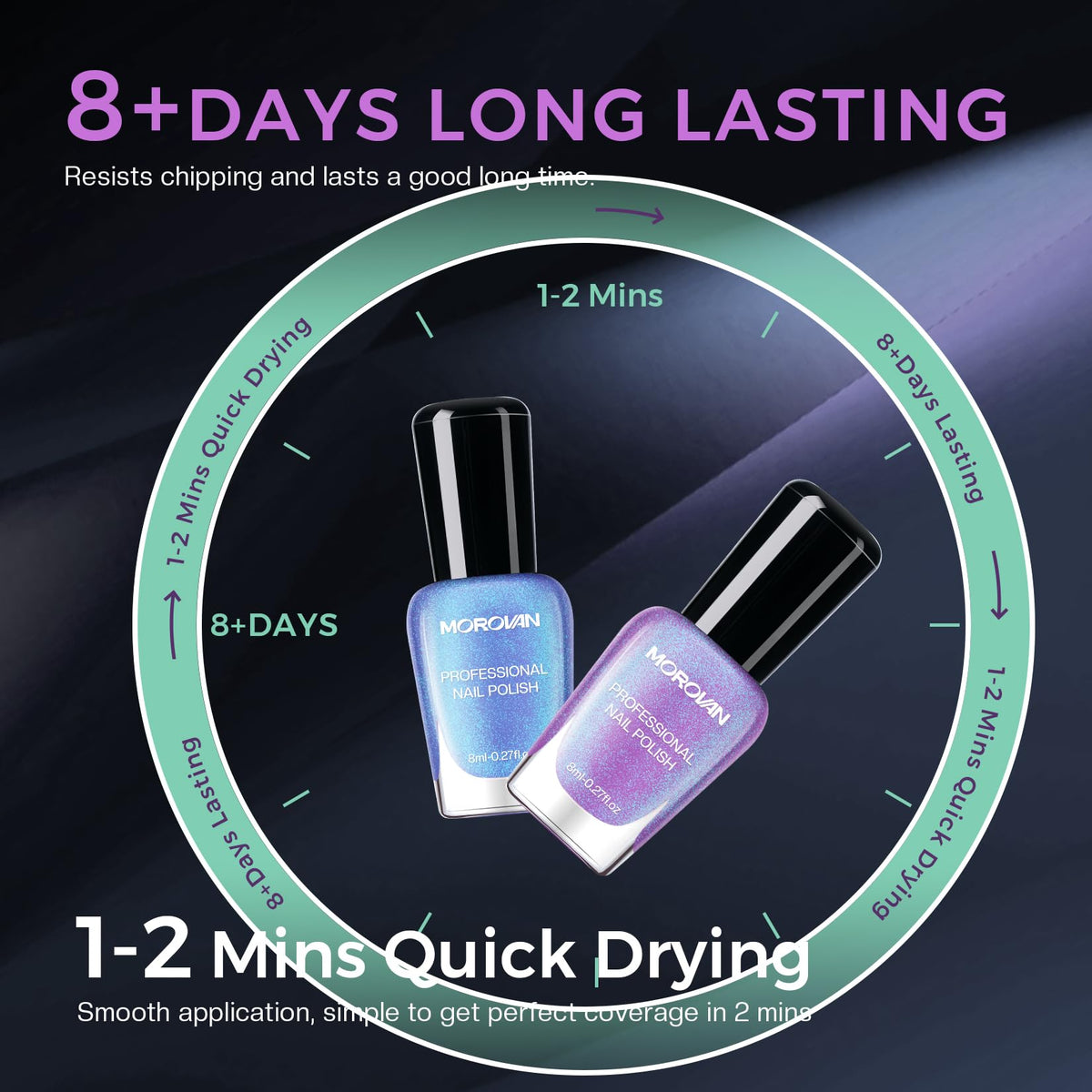 Morovan polish being applied in process for beginner-friendly DIY manicures