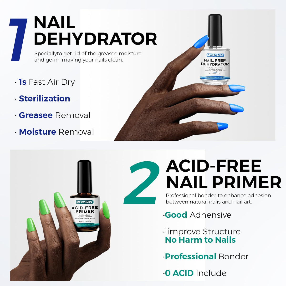 Morovan nail dehydrator close-up dropper removing oil for better adhesion