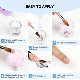 Morovan finished acrylic nails displayed on hand showing natural durable result
