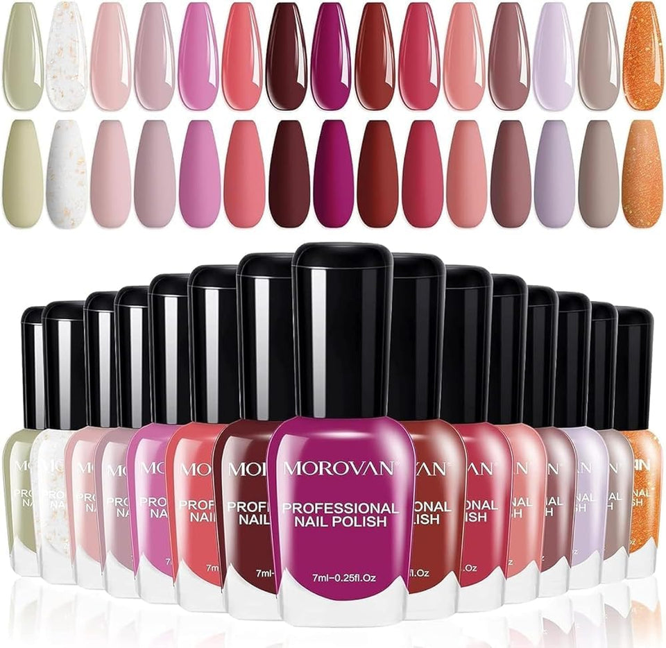 Morovan front packaging display showing 15 colors and kit convenience