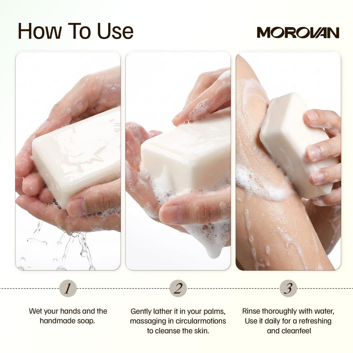 Morovan goat milk soap placed in a bathroom setting promoting calm skin care