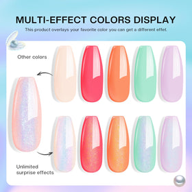 Morovan layered mermaid ombre on nails demonstrating shimmer depth