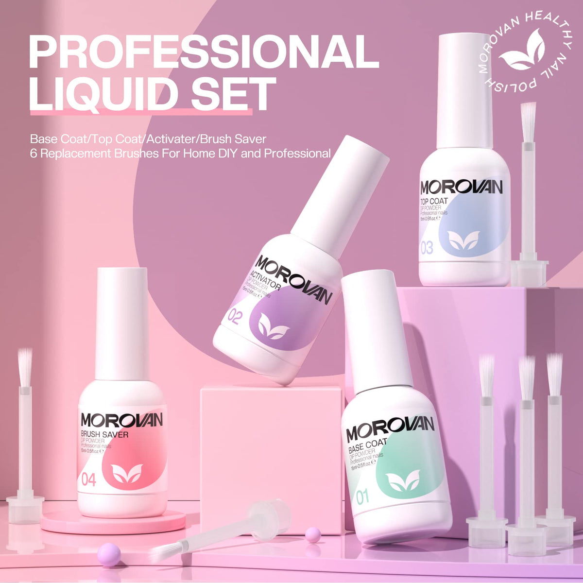 Morovan lifestyle manicure scene displaying finished dip nails ready for events