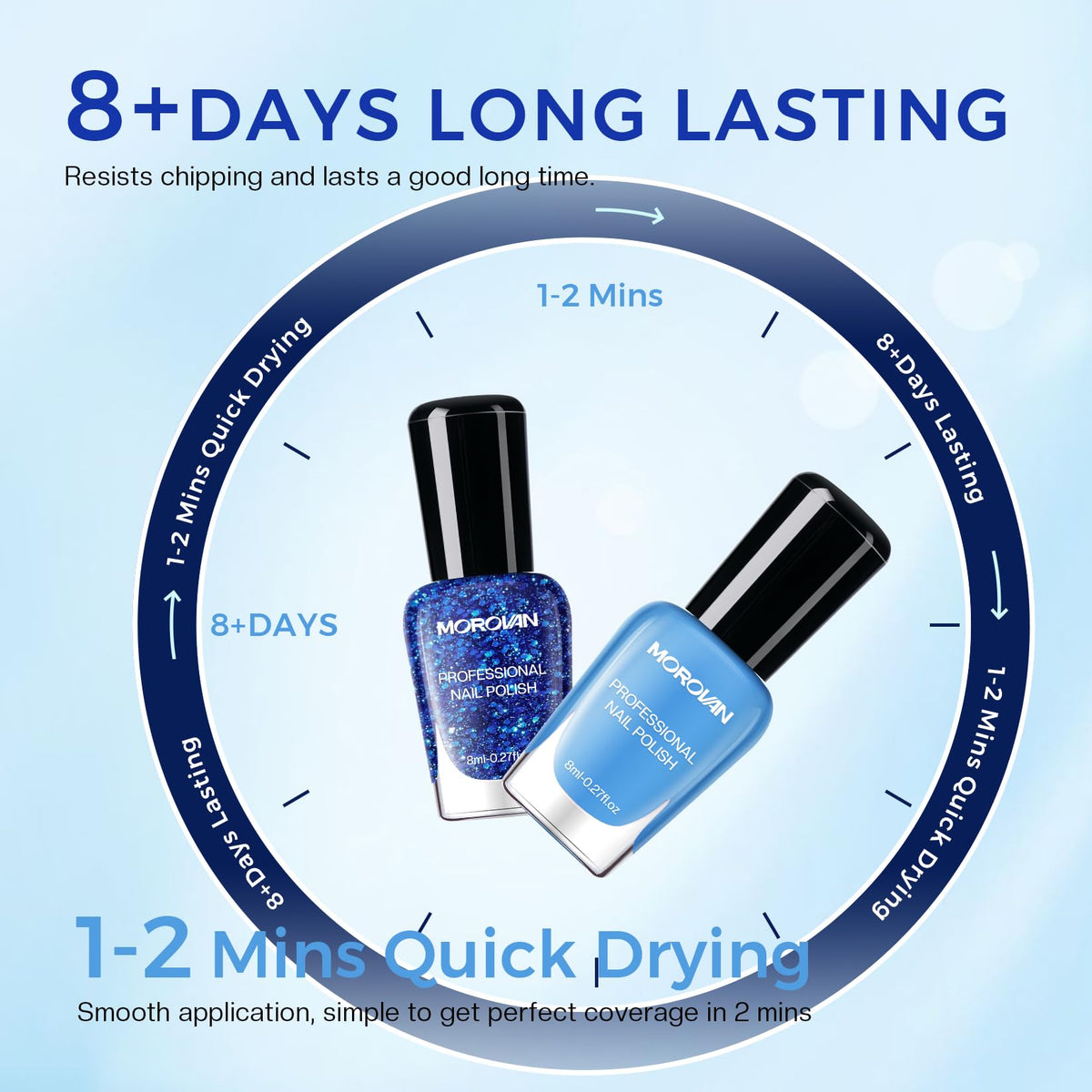 Morovan manicure on hand model demonstrating salon-quality shine