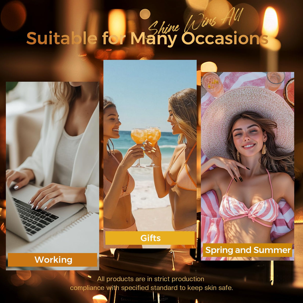 Morovan metallic reflective detail on gold polish showing mirror effect benefit: luxe finish
