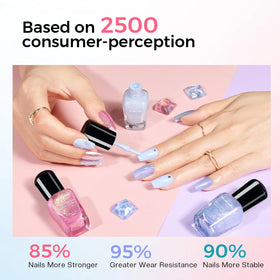 Morovan hand model creating an ombre manicure demonstrating quick-dry benefit