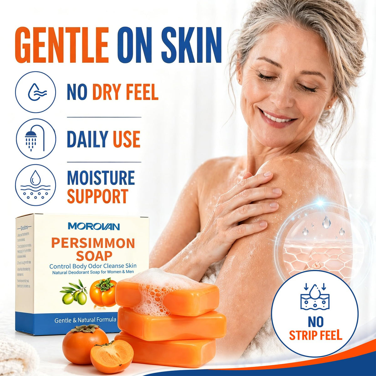 Morovan persimmon soap washing feet to control odor and refresh