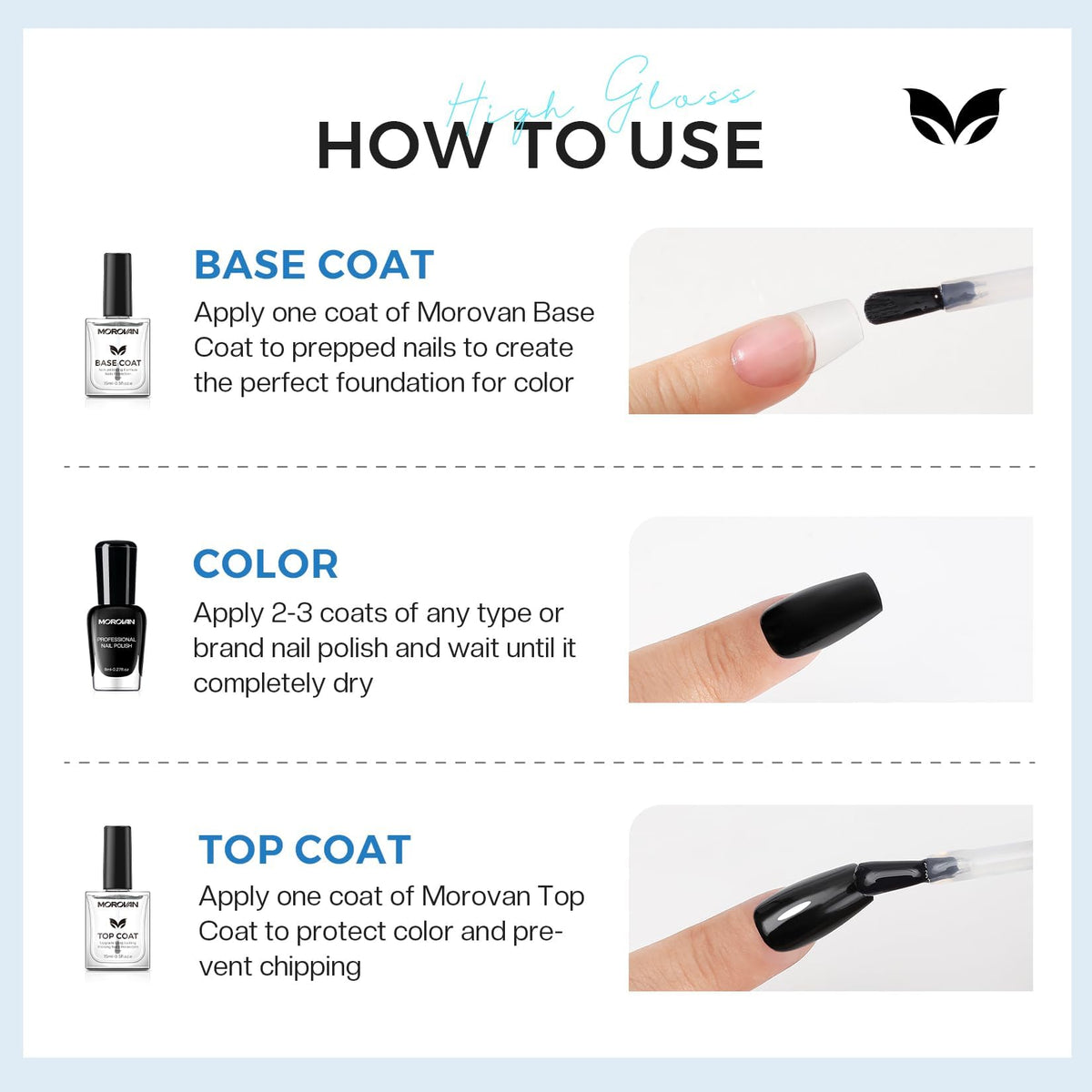 Morovan polished nails in lifestyle setting illustrating glossy look and long-lasting wear