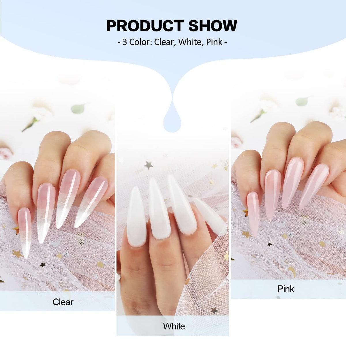 Morovan clear pink white powder close-up showing smooth texture and even color