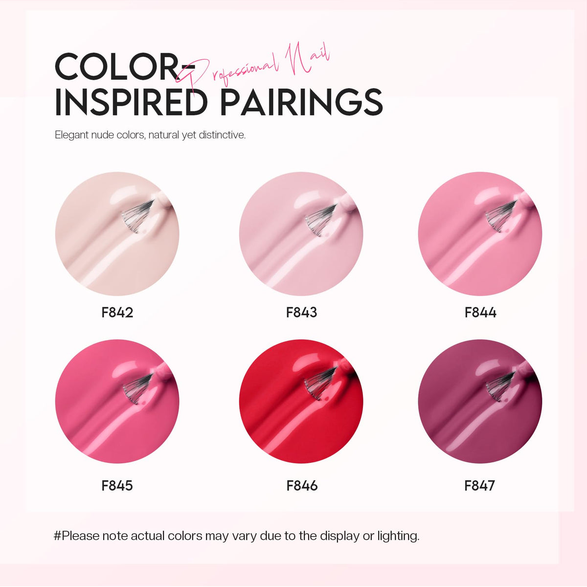 Morovan swatch strip of six pink shades displaying color choices and outfit versatility