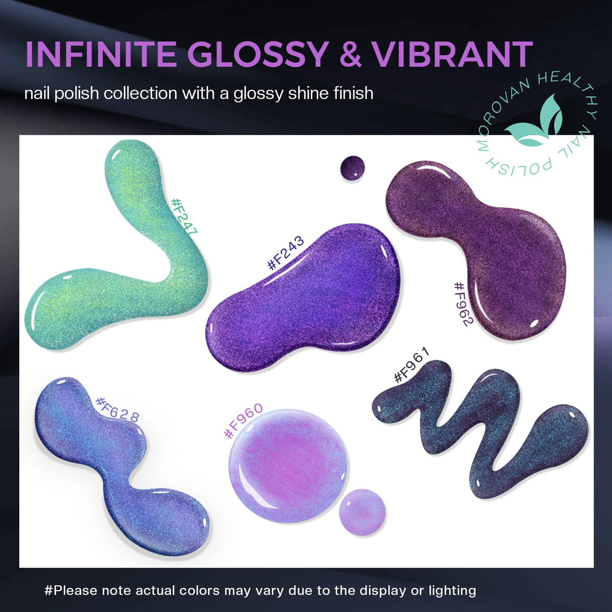 Morovan color swatch on fingernail showing aurora shimmer and color shift