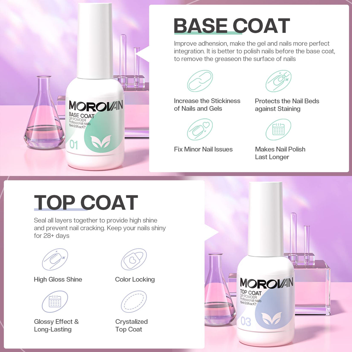 Morovan topcoat shine sample showing glossy nails and durable finish