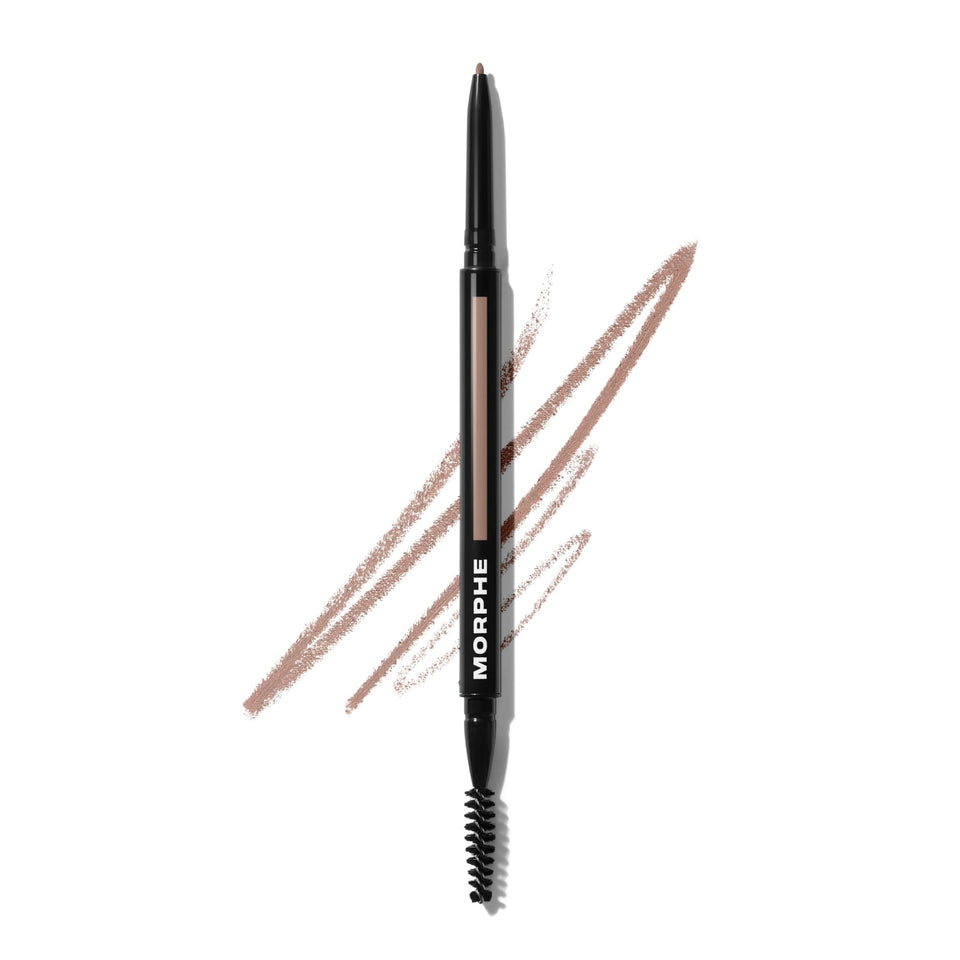 MORPHE Biscotti front view showing dual-ended pencil and spoolie for precise shaping
