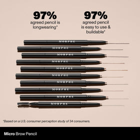 MORPHE application in front of mirror displays quick grooming and polished brows benefit