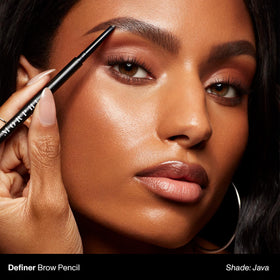 MORPHE pencil paired with brow gel for layered long-lasting hold benefit