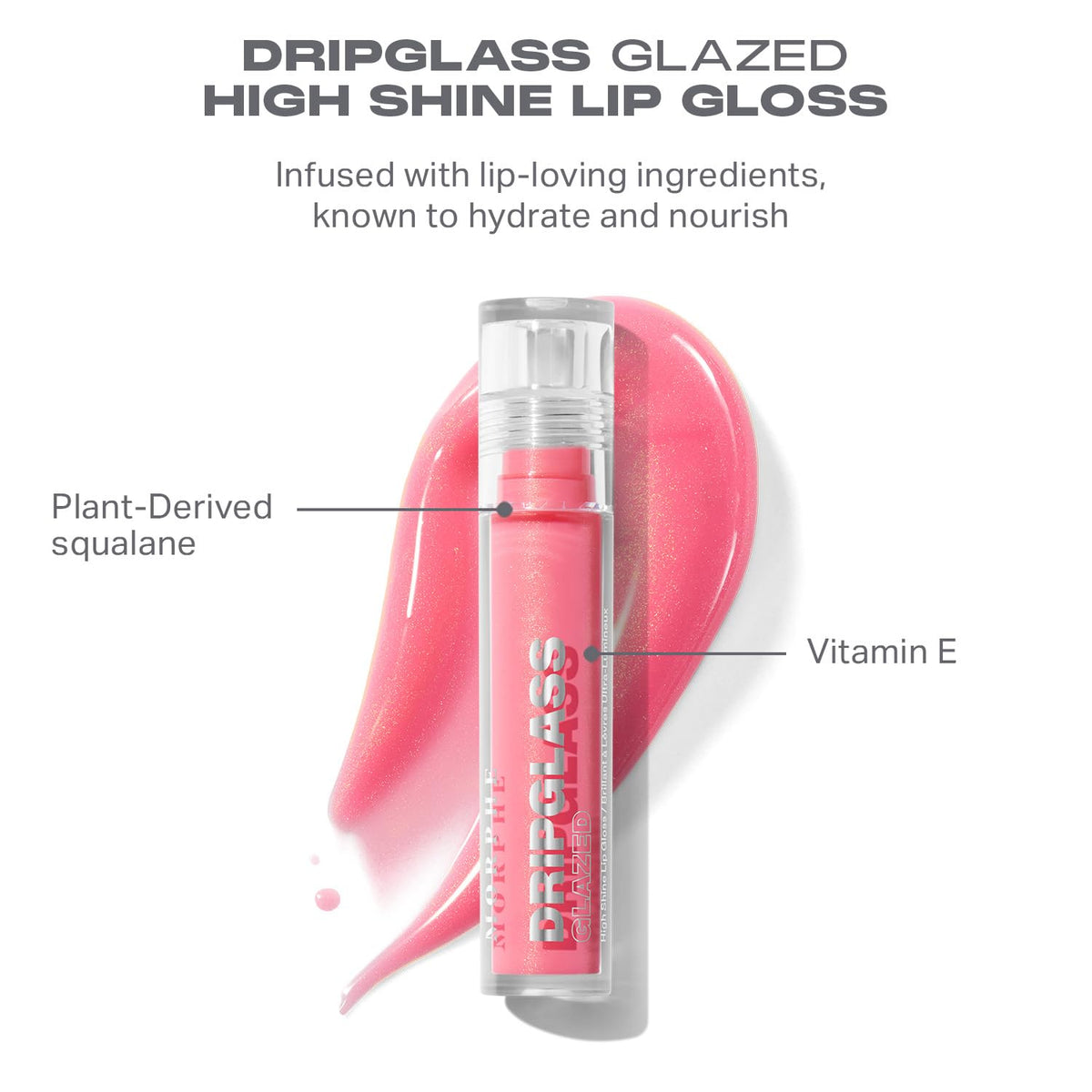 MORPHE gloss beside a coin showing compact 0.13 fl oz size and portability