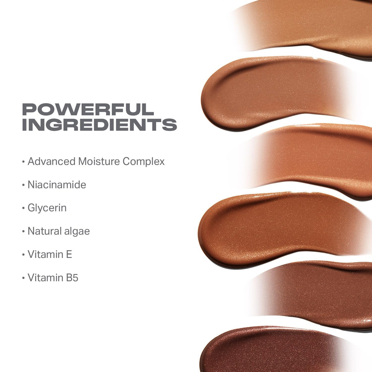 MORPHE label ingredients closeup highlighting niacinamide and glycerin benefits
