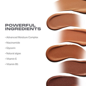 MORPHE label ingredients closeup highlighting niacinamide and glycerin benefits
