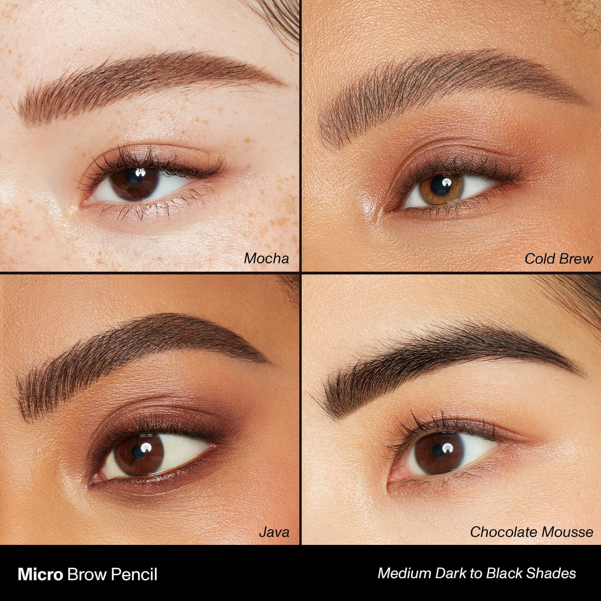 MORPHE pencil in use filling brows with hairlike strokes on model — realistic shaping benefit
