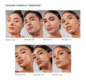 Morphe Lightform shade swatches on arm demonstrating blendable medium coverage