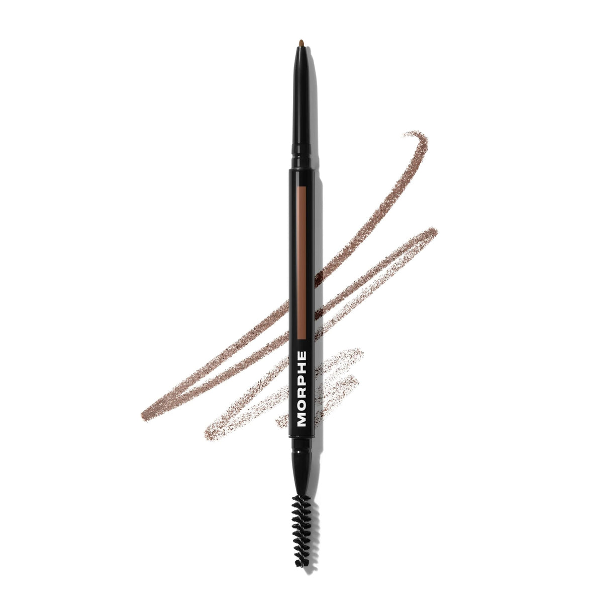 Morphe front view of dual eyebrow pencil showing sleek design and shade