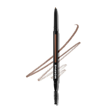 Morphe front view of dual eyebrow pencil showing sleek design and shade