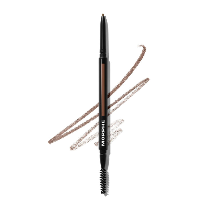 Morphe front view of dual eyebrow pencil showing sleek design and shade