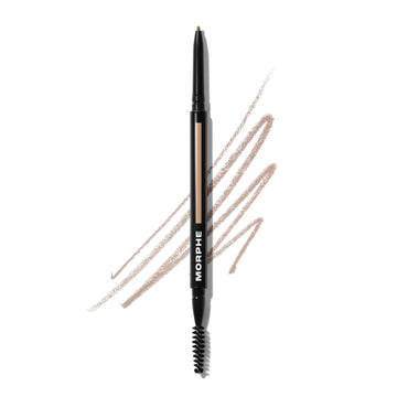 MORPHE front packaging of Micro Dual Eyebrow Pencil showing Praline shade for easy selection