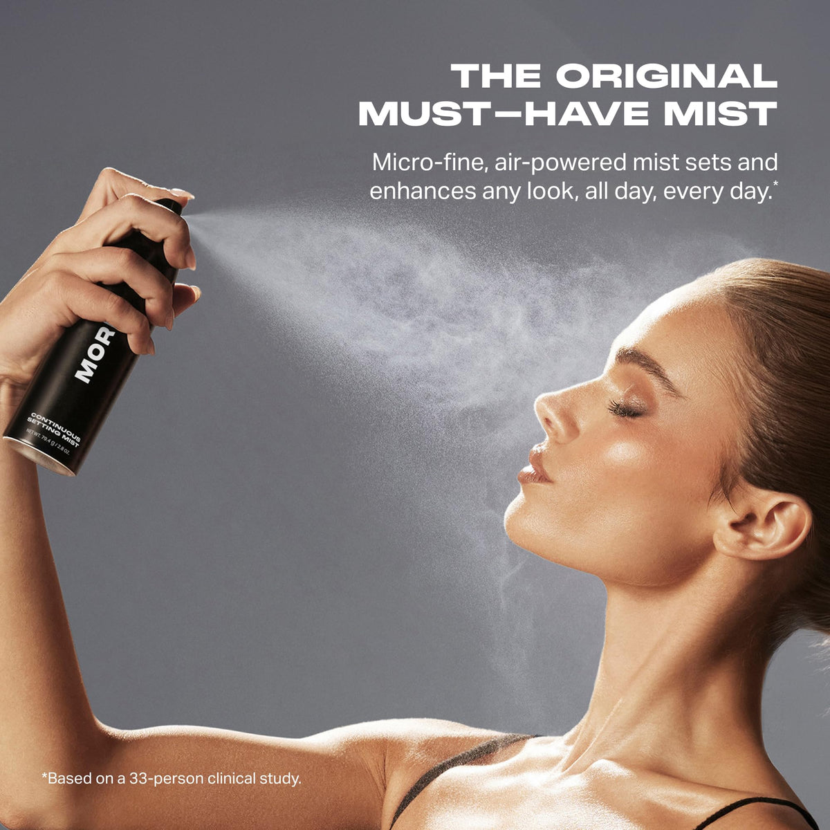 Morphe mini nozzle close-up highlighting continuous spray mechanism and even misting