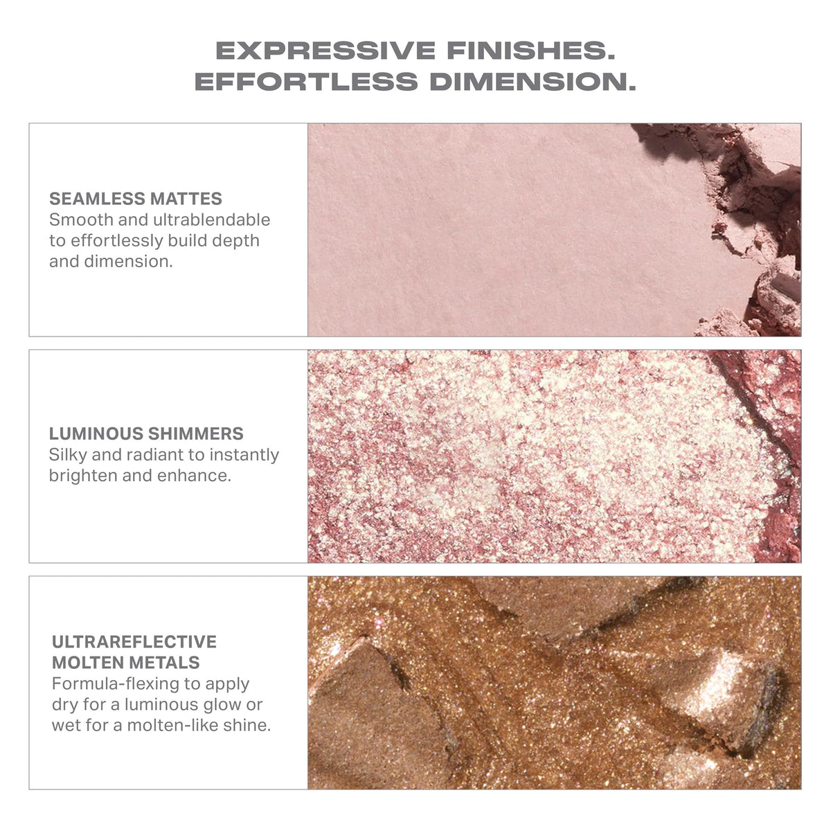 MORPHE outer spice metallic shimmer detail showing reflective payoff for focal pops