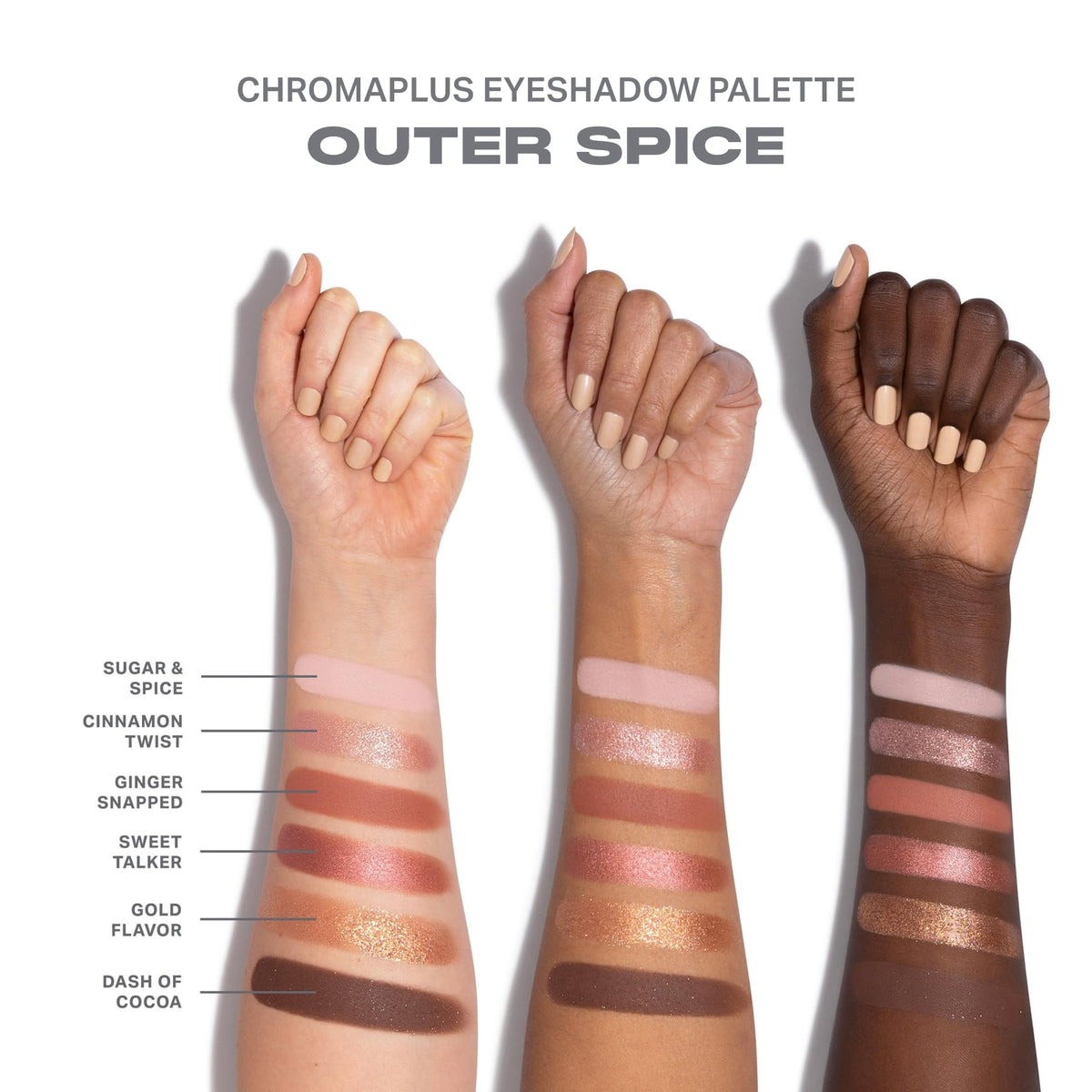 MORPHE outer spice swatch arrangement showing coordinated neutrals for versatile looks