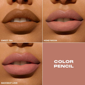 Morphe pencil in hand applying to lips demonstrating control and ease