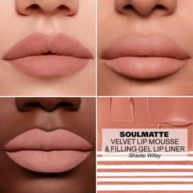 Morphe Soulmatte on model lip application illustrating wearable velvet matte color and comfortable wear